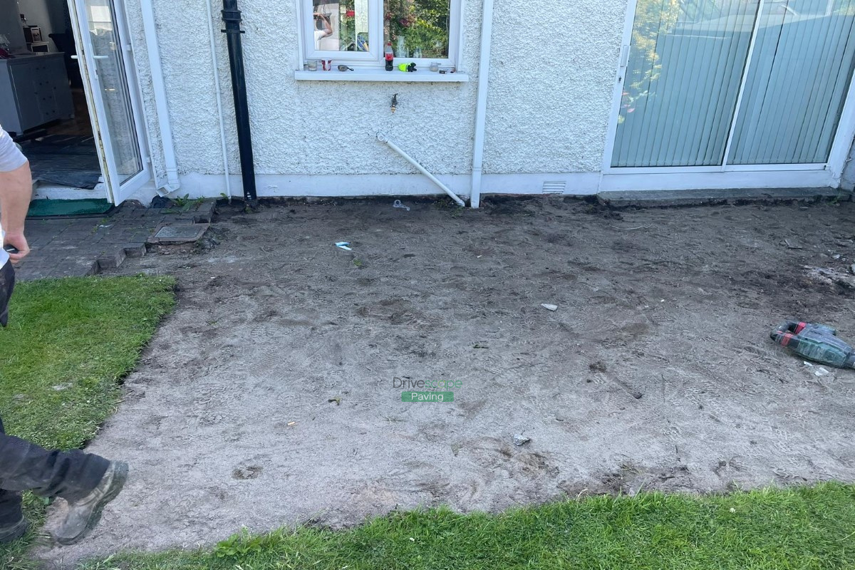 Patio with Black Granite Slabs and Lismore Border in Santry, Dublin ...